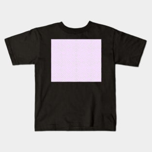 Lavender Purple White Geometric Squares Kids T-Shirt